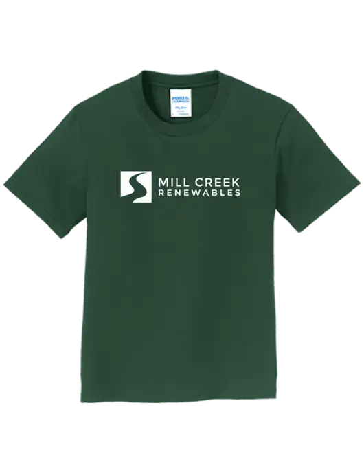 Youth Ring Spun Forest Green 4.5 oz T-Shirt w/Mill Creek Renewables Logo