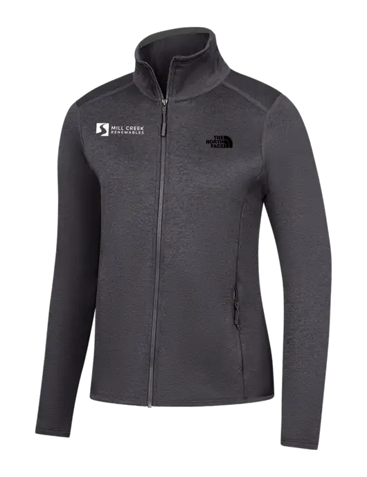 The North Face Womens Dark Grey Heather Skyline Full-Zip Fleece Jacket w/Mill Creek Renewables Logo