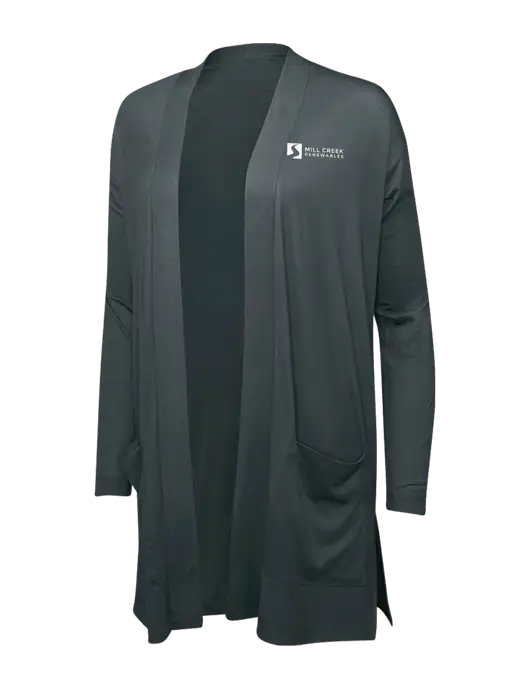 Smoke Grey Womens Concept Long Pocket Cardigan w/Mill Creek Renewables Logo