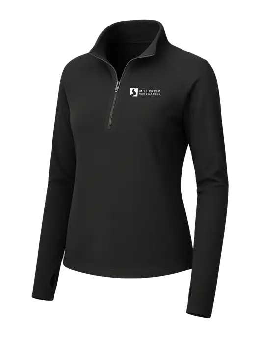 Womens Black Microfleece 1/2 Zip Pullover w/Mill Creek Renewables Logo
