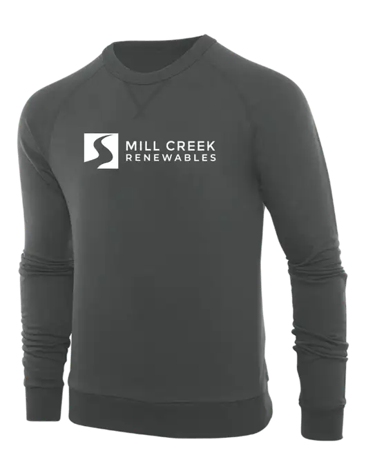 Allmade Charcoal Grey Organic French Terry Crewneck Sweatshirt w/Mill Creek Renewables Logo