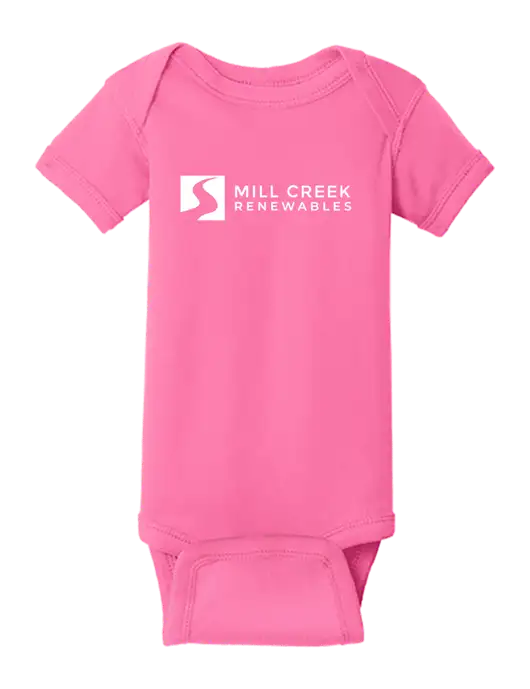 Rabbit Skins Hot Pink Infant Short Sleeve Baby Rib Bodysuit w/Mill Creek Renewables Logo