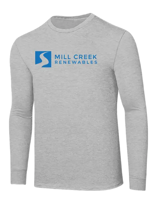 Core Blend Light Grey Heather Long Sleeve Tee w/Mill Creek Renewables Logo