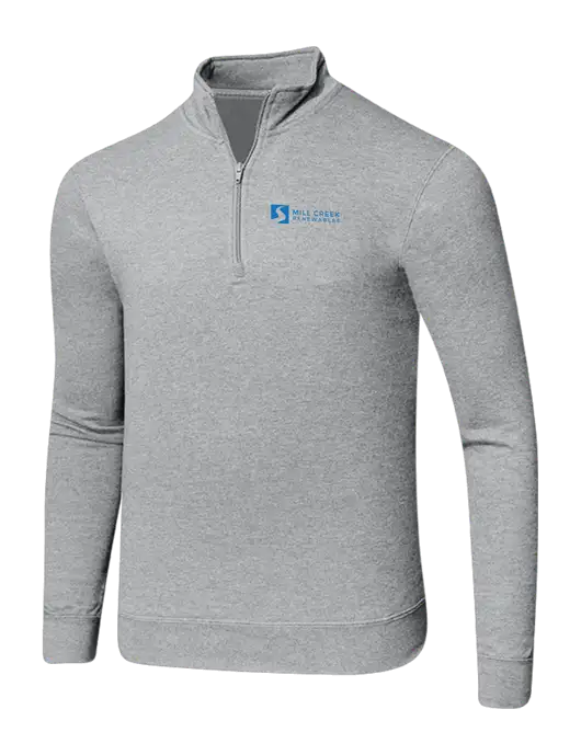 Light Heather Grey 8.5 oz Ring Spun 1/4 Zip Pullover Sweatshirt w/Mill Creek Renewables Logo