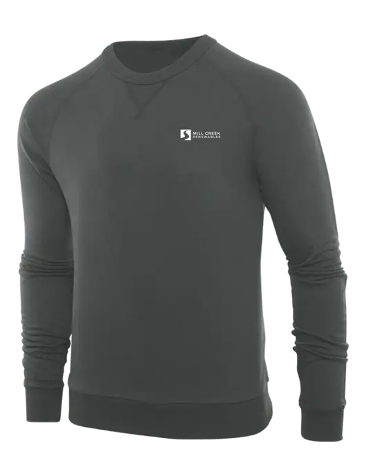 Allmade Charcoal Grey Organic French Terry Crewneck Sweatshirt w/Mill Creek Renewables Logo