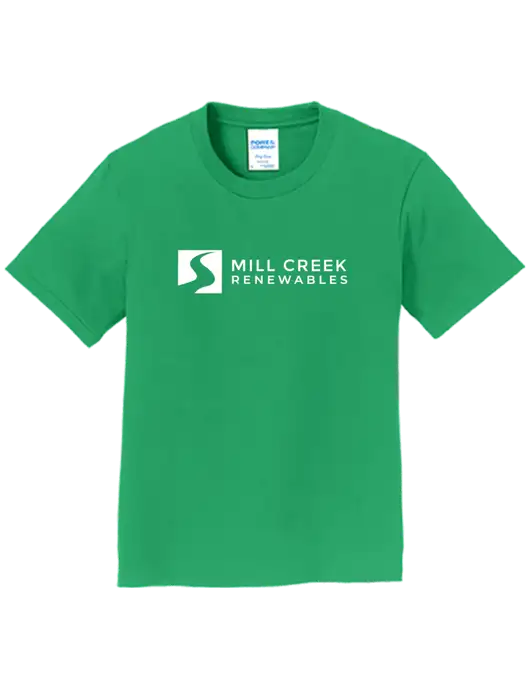 Youth Ring Spun Kelly Green 4.5 oz T-Shirt w/Mill Creek Renewables Logo