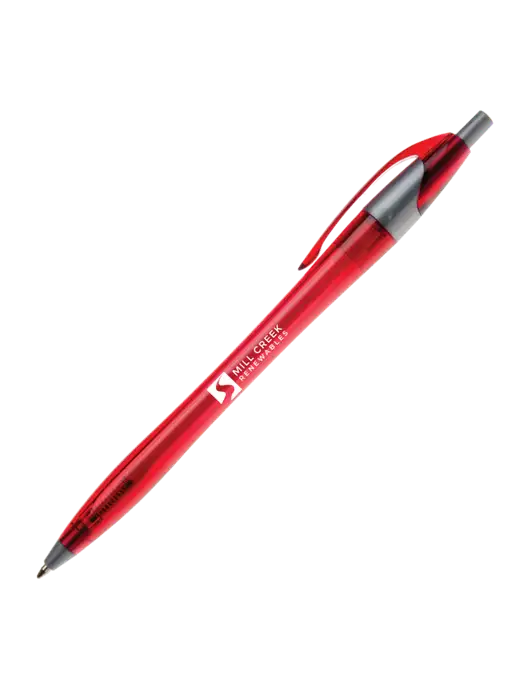 Novella Translucent Red/Silver Jewel Pen - Blue Ink w/Mill Creek Renewables Logo