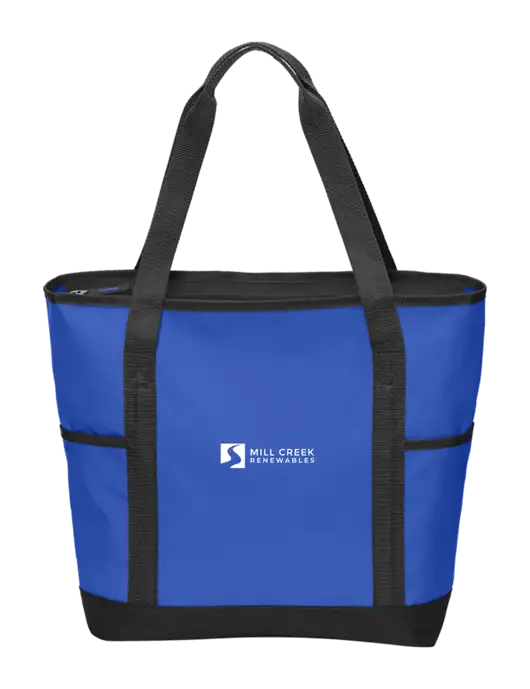 On the Go Royal/Black Tote w/Mill Creek Renewables Logo