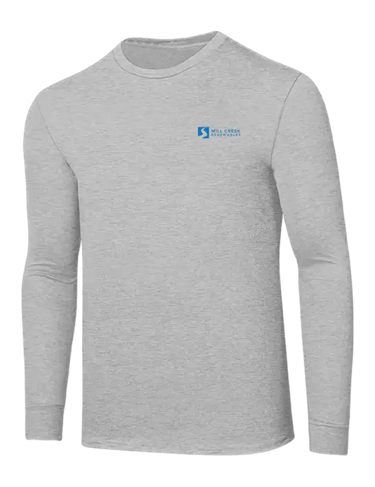 Core Blend Light Grey Heather Long Sleeve Tee w/Mill Creek Renewables Logo