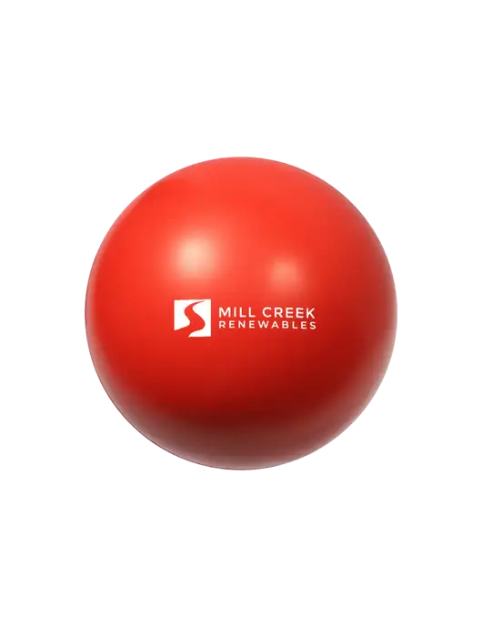 Red Stress Reliever Ball w/Mill Creek Renewables Logo
