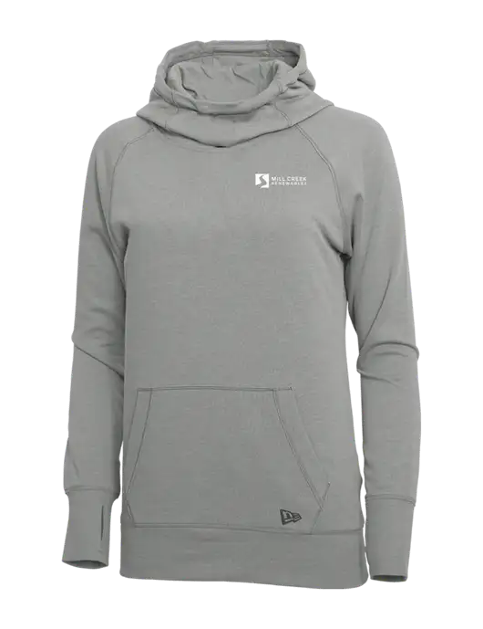 New Era Shadow Grey Heather Womens Tri-Blend Fleece Pullover Hoodie w/Mill Creek Renewables Logo