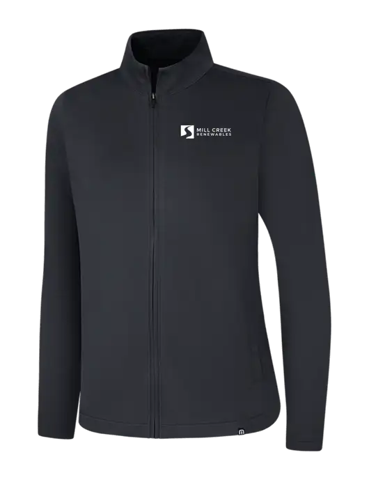 TravisMathew Womens Black Coveside Full-Zip w/Mill Creek Renewables Logo
