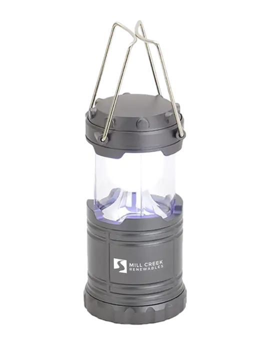 Gunmetal Mini Retro Lantern w/Mill Creek Renewables Logo