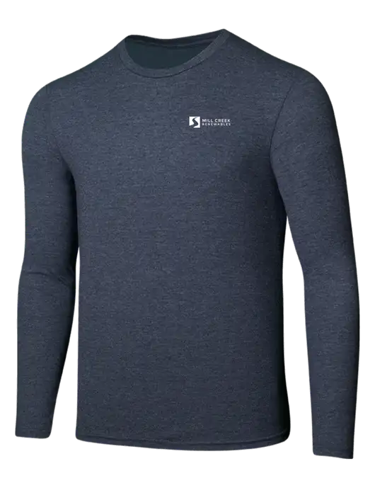 Seriously Soft Heathered Navy Long Sleeve T-Shirt w/Mill Creek Renewables Logo