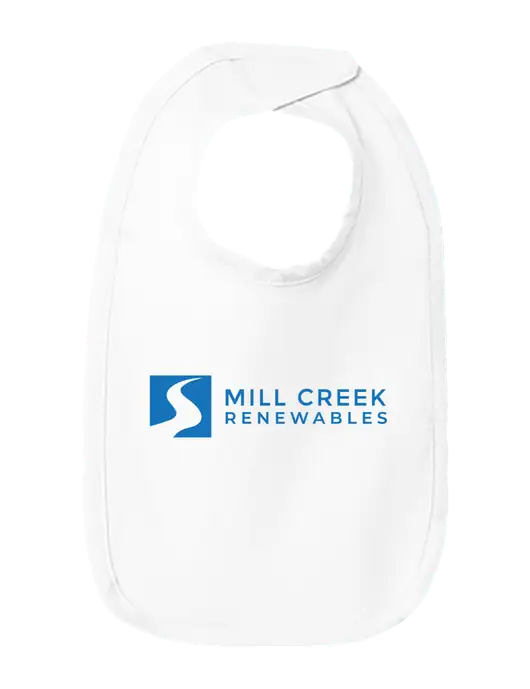 Rabbit Skins White Infant Premium Jersey Bib w/Mill Creek Renewables Logo