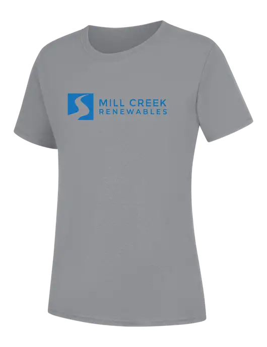 Womens Light Grey Heather Core Blend Tee w/Mill Creek Renewables Logo