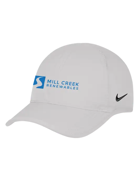 Nike White Featherlight Cap w/Mill Creek Renewables Logo
