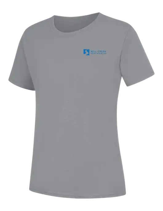 Womens Light Grey Heather Core Blend Tee w/Mill Creek Renewables Logo
