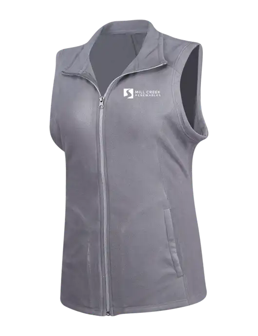 Medium Grey Womens Microfleece Vest w/Mill Creek Renewables Logo
