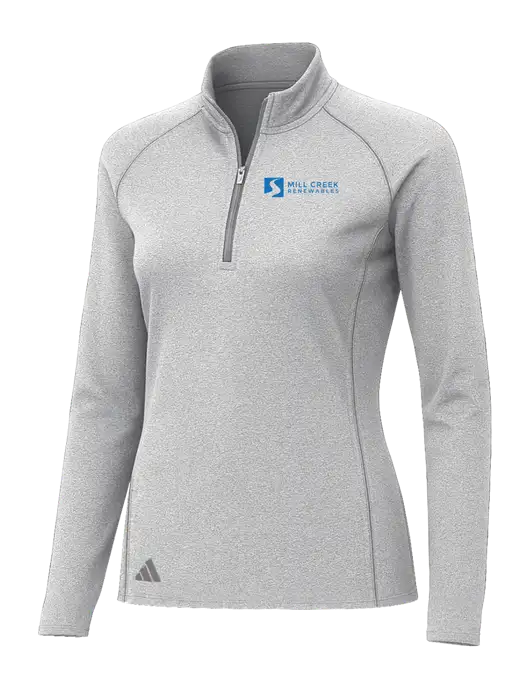 Adidas Womens Light Grey Heather Space Dyed Quarter-Zip Pullover  w/Mill Creek Renewables Logo