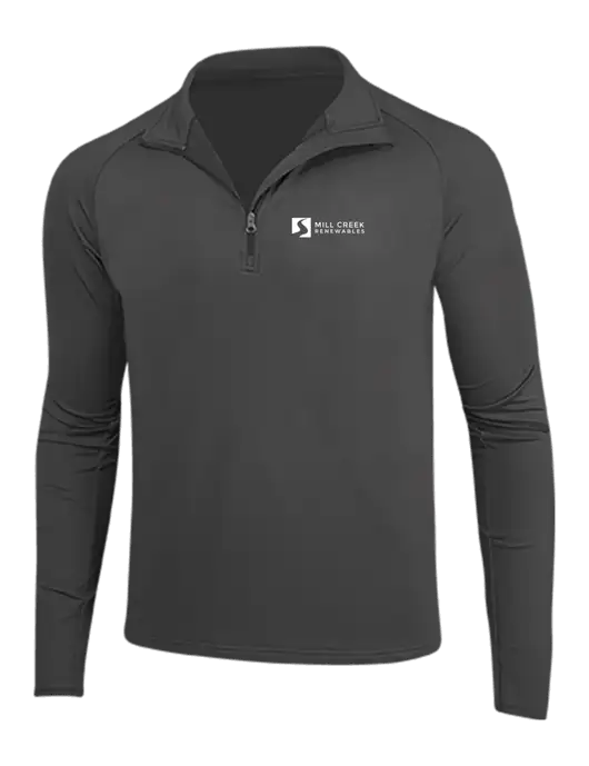 Charcoal Grey Sport Wick Stretch 1/4 Zip Pullover w/Mill Creek Renewables Logo