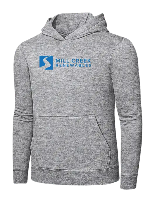Light Grey Heather 7.8 oz Ring Spun Hooded Sweatshirt w/Mill Creek Renewables Logo