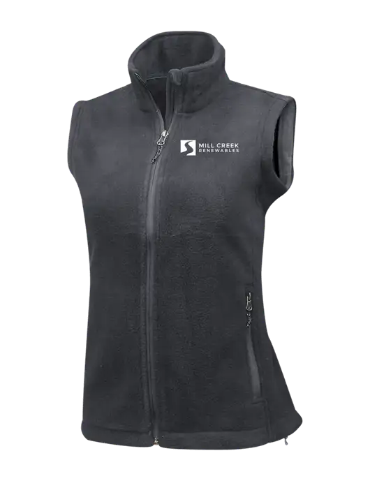 Medium Grey Womens Fleece Vest w/Mill Creek Renewables Logo
