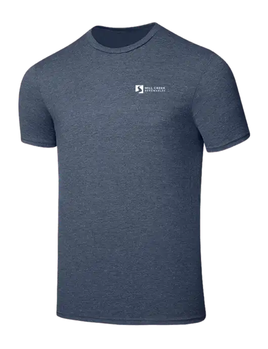 Seriously Soft Heathered Navy T-Shirt w/Mill Creek Renewables Logo
