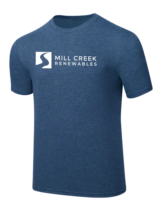 Simply Soft Heathered Navy 4.5oz  Poly/Combed Ring Spun Cotton T-Shirt w/Mill Creek Renewables Logo