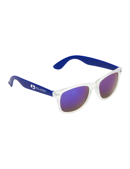 Key West Blue Mirrored Sunglasses w/Mill Creek Renewables Logo