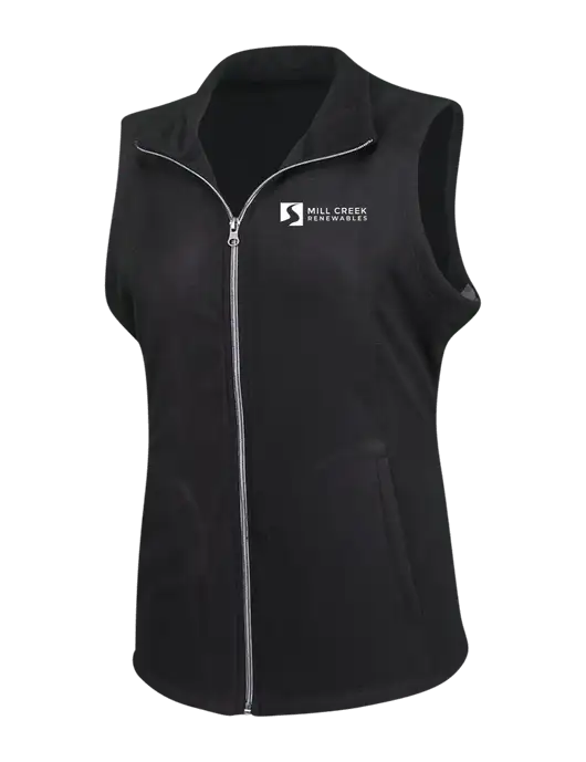 Black Womens Microfleece Vest w/Mill Creek Renewables Logo