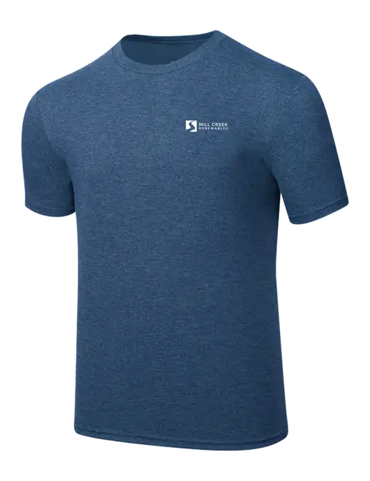 Simply Soft Heathered Navy 4.5oz  Poly/Combed Ring Spun Cotton T-Shirt w/Mill Creek Renewables Logo