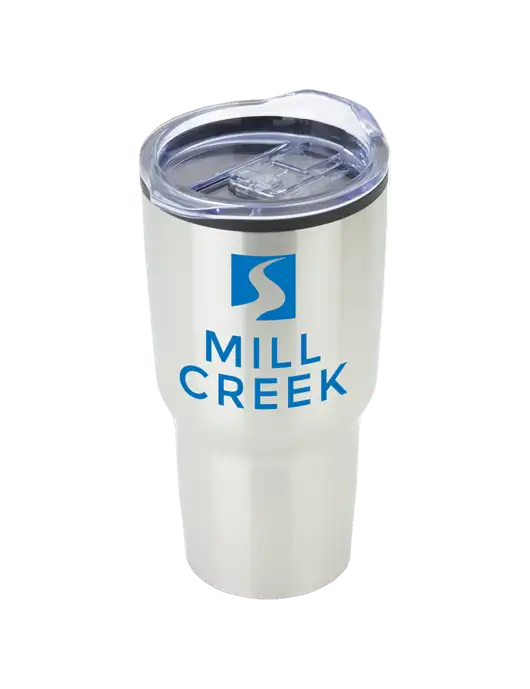 Odyssey Silver 30 oz Travel Tumbler w/Mill Creek Renewables Logo