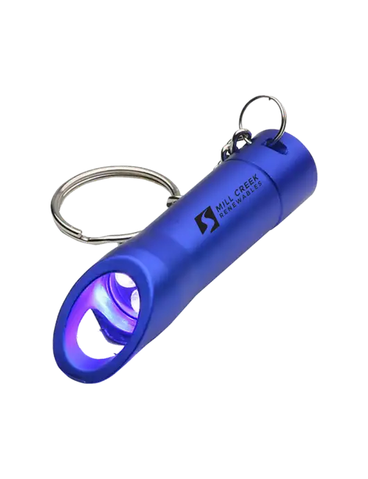 Royal Pocket LED Flashlight with Bottle Opener & Keychain w/Mill Creek Renewables Logo