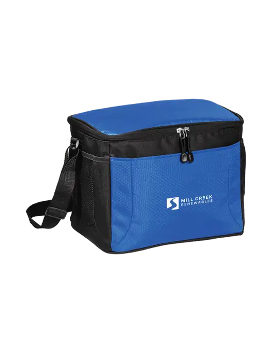 12 Can Twilight Blue/Black Cube Cooler  w/Mill Creek Renewables Logo