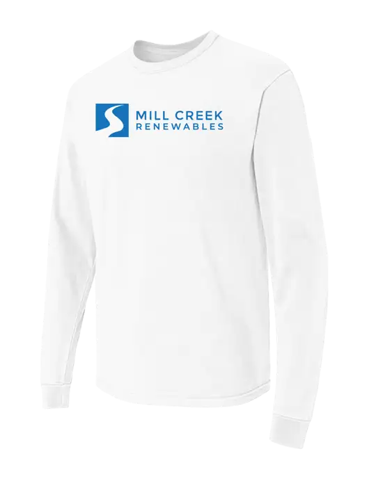 Comfort Colors Garment-Dyed White Heavyweight Long Sleeve T-Shirt w/Mill Creek Renewables Logo