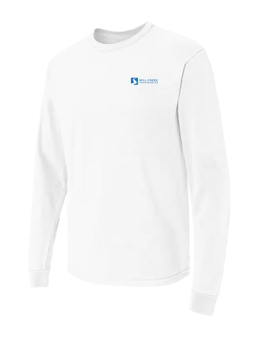 Comfort Colors Garment-Dyed White Heavyweight Long Sleeve T-Shirt w/Mill Creek Renewables Logo