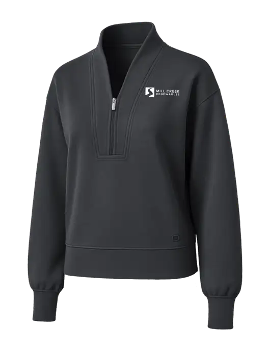 OGIO Womens Dark Grey Transcend 1/4-Zip w/Mill Creek Renewables Logo