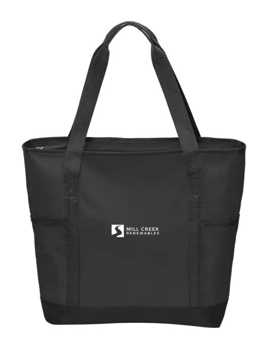 On the Go Black/Black Tote w/Mill Creek Renewables Logo