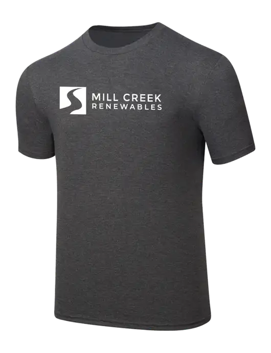 Simply Soft Heathered Charcoal 4.5oz  Poly/Combed Ring Spun Cotton T-Shirt w/Mill Creek Renewables Logo