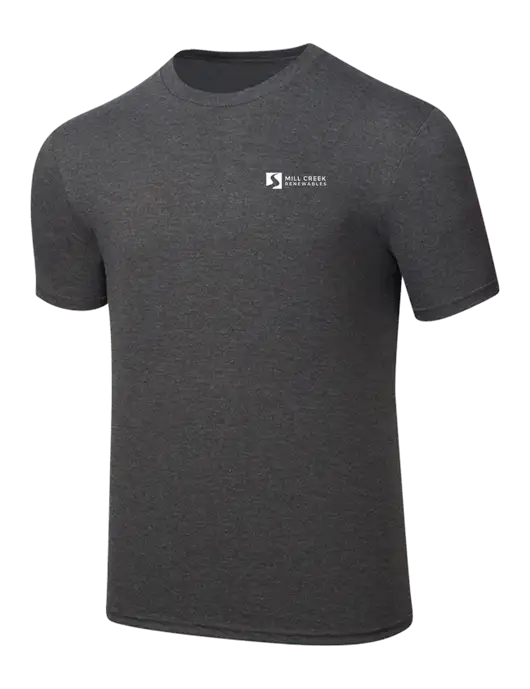 Simply Soft Heathered Charcoal 4.5oz  Poly/Combed Ring Spun Cotton T-Shirt w/Mill Creek Renewables Logo