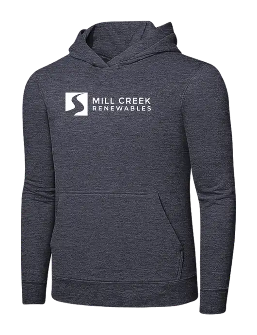 Heather Navy 7.8 oz Ring Spun Hooded Sweatshirt w/Mill Creek Renewables Logo