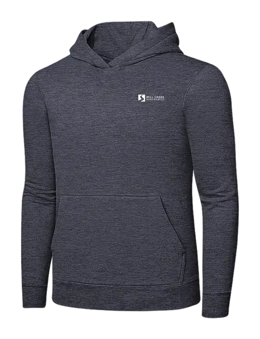 Heather Navy 7.8 oz Ring Spun Hooded Sweatshirt w/Mill Creek Renewables Logo