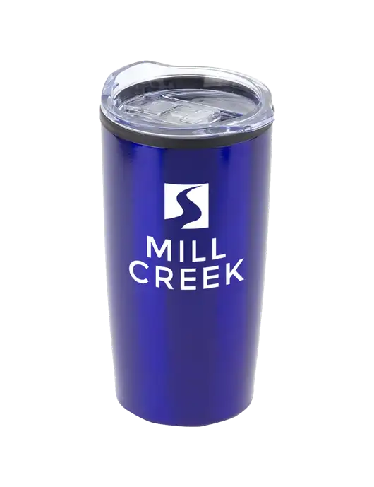 Olympus Blue 20 oz Tumbler w/Mill Creek Renewables Logo