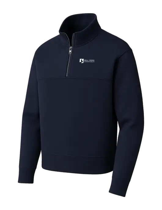 Mercer+Mettle Dark Navy Linear Texture Quarter Zip w/Mill Creek Renewables Logo
