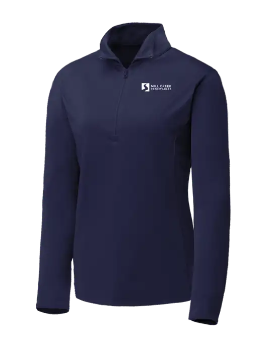 Navy Womens Posicharge Competitor ¼ Zip Pullover w/Mill Creek Renewables Logo