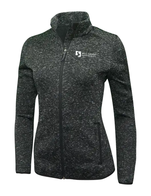 Black Heather Womens Sweater Fleece Jacket w/Mill Creek Renewables Logo