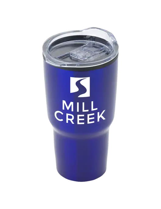 Odyssey Blue 30 oz Travel Tumbler w/Mill Creek Renewables Logo