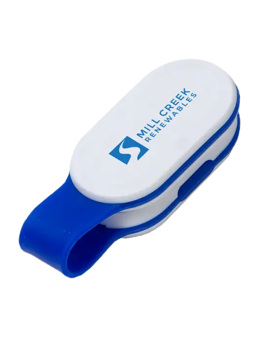 Magna Clip Blue Personal Safety Light w/Mill Creek Renewables Logo