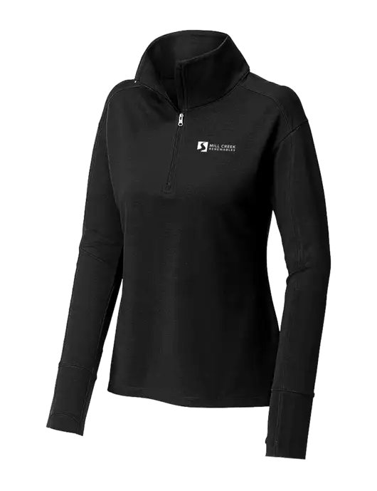 Womens Sport-Wick Flex Fleece Black 1/4-Zip w/Mill Creek Renewables Logo